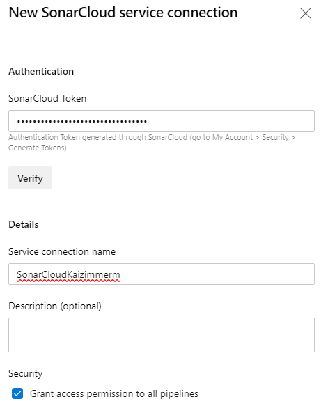 Create the SonarCloud connection